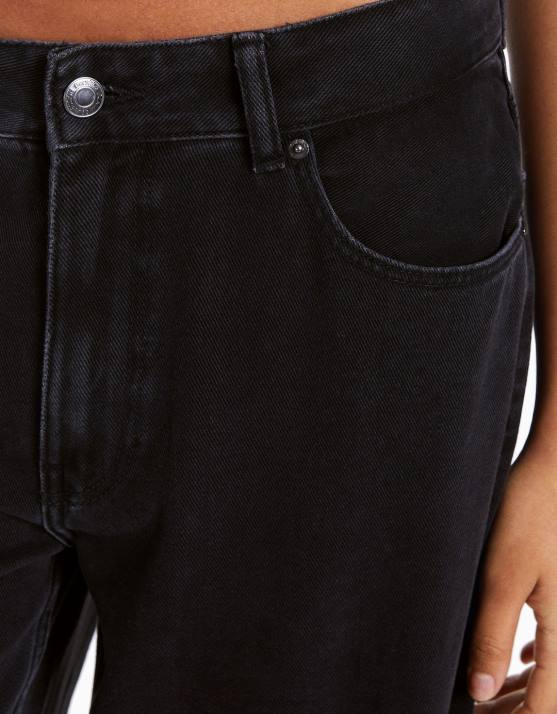 Schwarz Bershka Frauen Jeans mit weitem Bein H00J1506