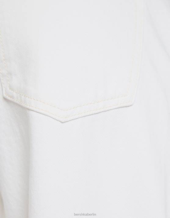 Weiss Bershka Frauen Kurze Jeans mit weitem Bein H00J1517