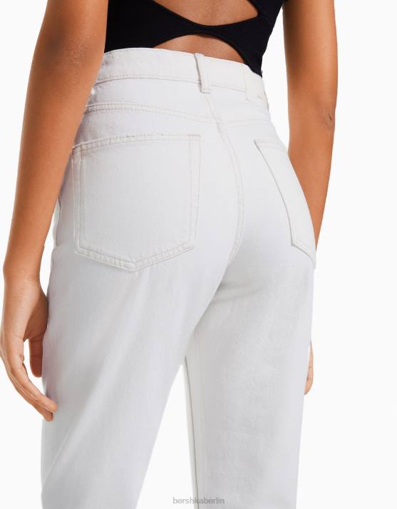 Weiss Bershka Frauen Mom-Jeans H00J1528