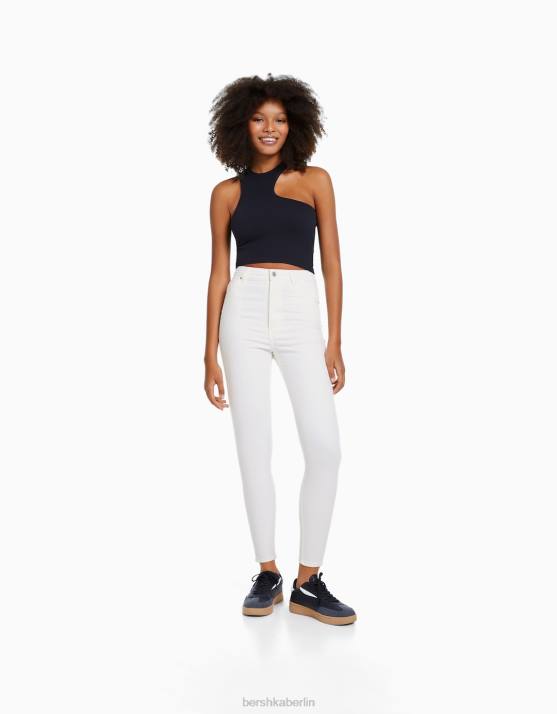 Weiss Bershka Frauen Super-High-Rise-Röhrenjeans H00J1556