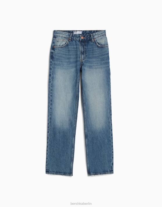 blau verwaschen Bershka Frauen Gerade geschnittene Jeans H00J1495