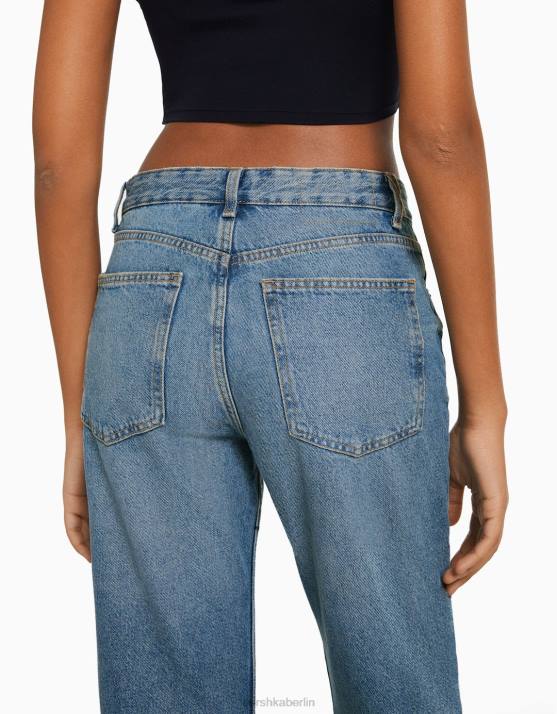 blau verwaschen Bershka Frauen Gerade geschnittene Jeans H00J1523