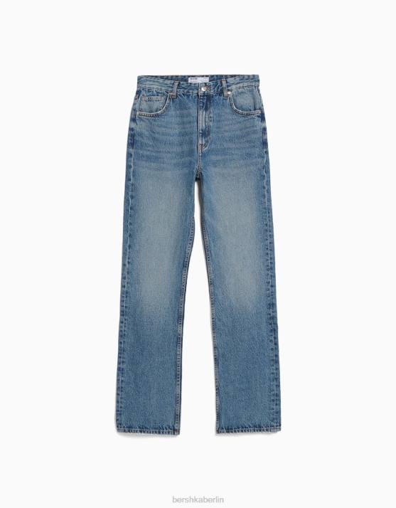 blau verwaschen Bershka Frauen Gerade geschnittene Jeans H00J1523