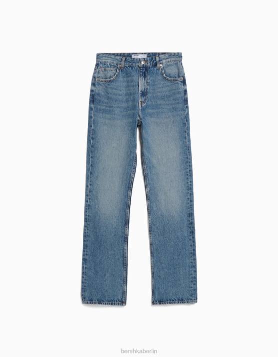 blau verwaschen Bershka Frauen Gerade geschnittene Jeans H00J1982