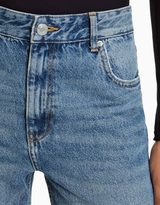 blau verwaschen Bershka Frauen Gerade geschnittene Jeans H00J1982