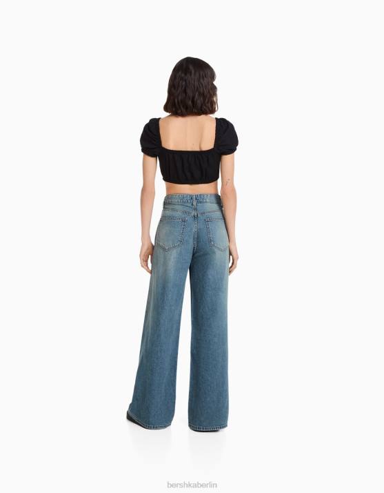 exklusiv Bershka Frauen Jeans mit weitem Bein H00J1485