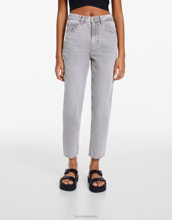 grau Bershka Frauen Mom-Jeans H00J1533