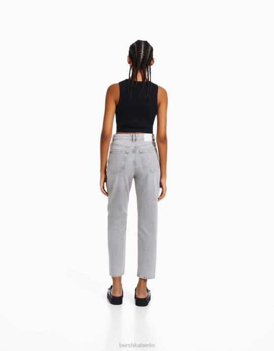 grau Bershka Frauen Mom-Jeans H00J1533