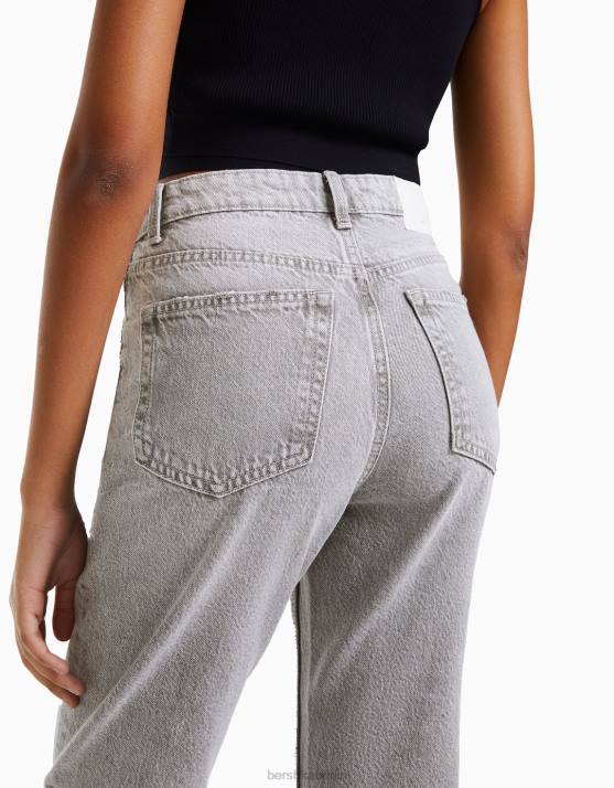 grau Bershka Frauen Mom-Jeans H00J1533