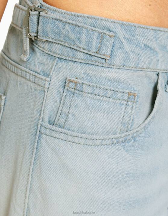 hellblau Bershka Frauen Ausgewaschene Cargo-Jeans mit mehreren Taschen H00J1498