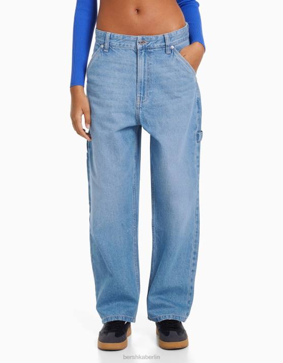 hellblau Bershka Frauen Baggy-Carpenter-Jeans H00J1596