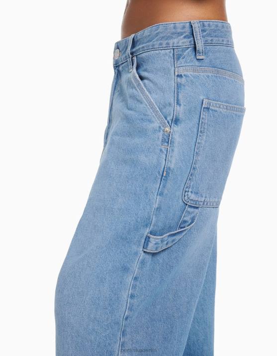 hellblau Bershka Frauen Baggy-Carpenter-Jeans H00J1596