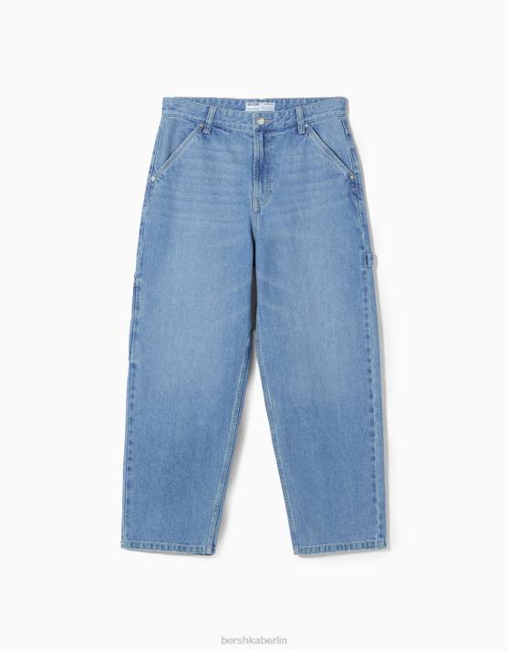 hellblau Bershka Frauen Baggy-Carpenter-Jeans H00J1596