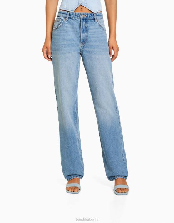 hellblau Bershka Frauen Gerade geschnittene Jeans H00J1496