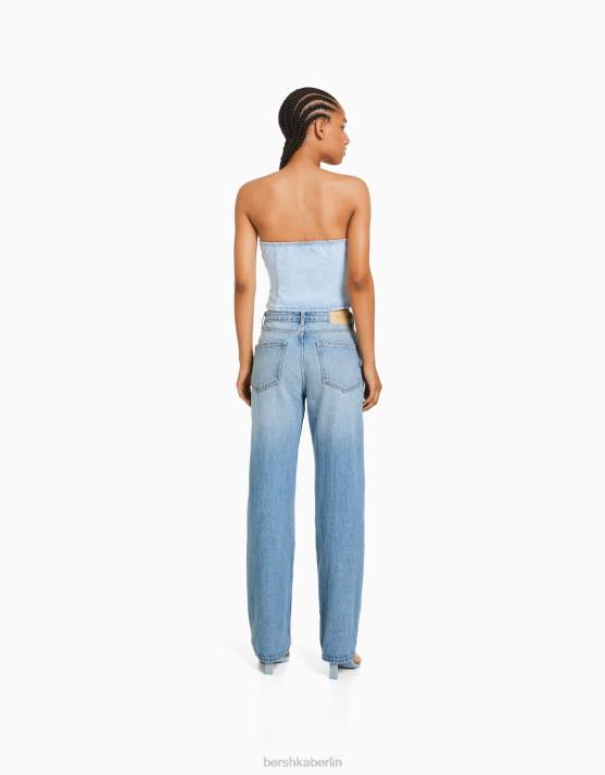 hellblau Bershka Frauen Gerade geschnittene Jeans H00J1496