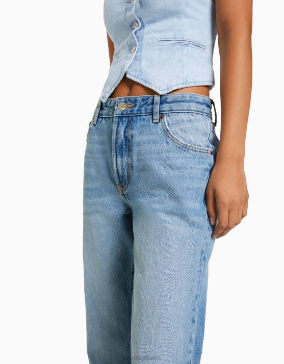 hellblau Bershka Frauen Gerade geschnittene Jeans H00J1496