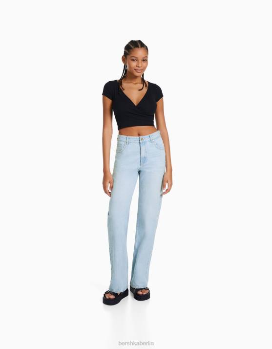 hellblau Bershka Frauen Gerade geschnittene Jeans H00J1522