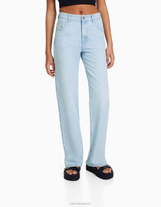 hellblau Bershka Frauen Gerade geschnittene Jeans H00J1522