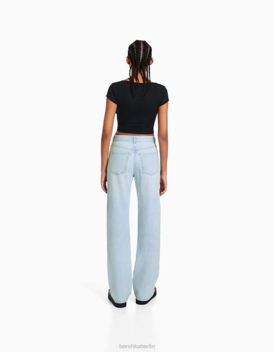 hellblau Bershka Frauen Gerade geschnittene Jeans H00J1522
