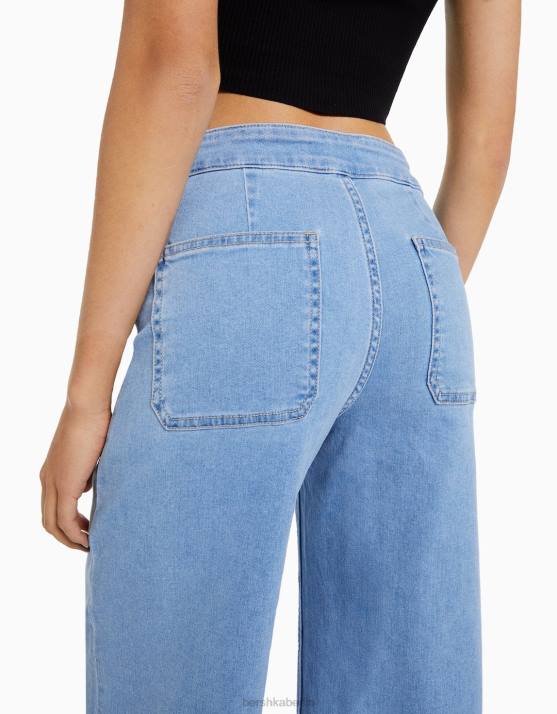 hellblau Bershka Frauen Jeans-Culottes H00J1508