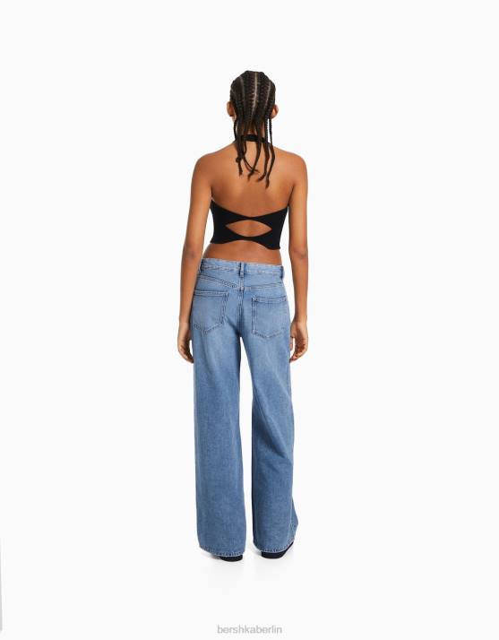 hellblau Bershka Frauen Jeans mit weitem Bein H00J1504