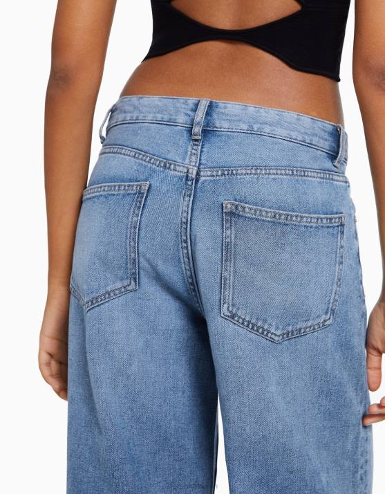 hellblau Bershka Frauen Jeans mit weitem Bein H00J1504