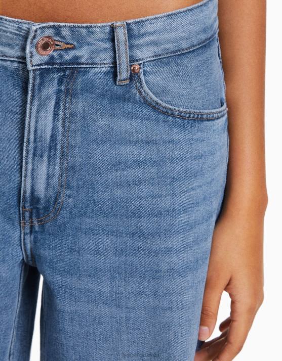 hellblau Bershka Frauen Jeans mit weitem Bein H00J1504