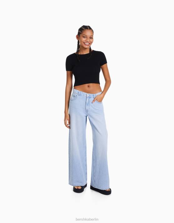 hellblau Bershka Frauen Jeans mit weitem Bein H00J1505