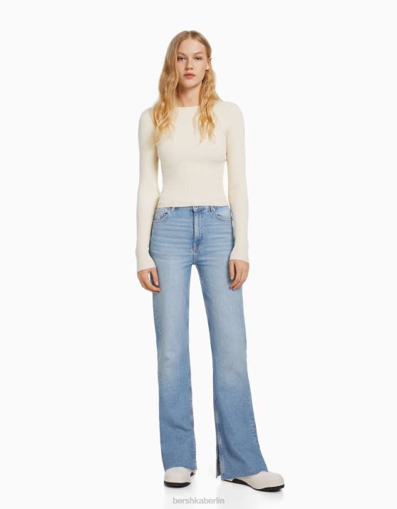 hellblau Bershka Frauen Komfortjeans mit Seitenschlitz H00J1568