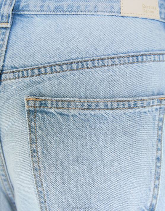 hellblau Bershka Frauen Kurze Jeans mit weitem Bein H00J1515