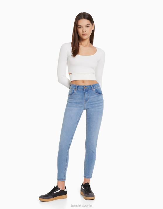 hellblau Bershka Frauen Push-up-Röhrenjeans H00J1561