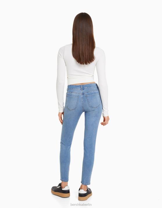 hellblau Bershka Frauen Push-up-Röhrenjeans H00J1561
