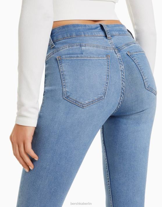 hellblau Bershka Frauen Push-up-Röhrenjeans H00J1561