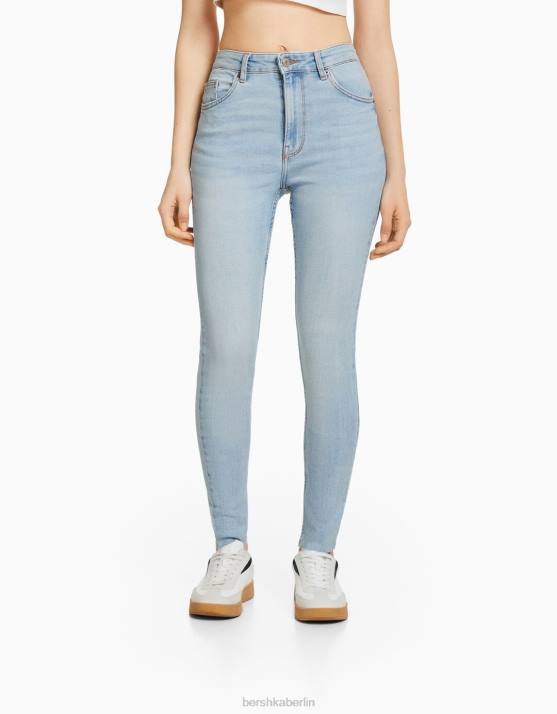 hellblau Bershka Frauen Röhrenjeans mit hohem Bund H00J1603