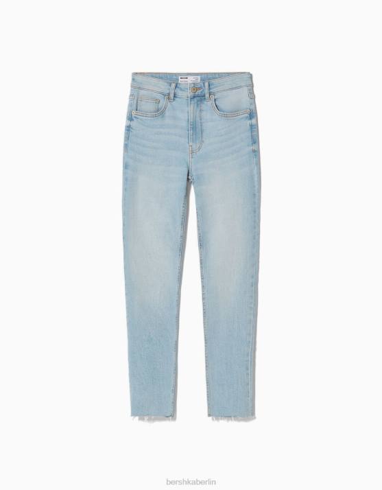 hellblau Bershka Frauen Röhrenjeans mit hohem Bund H00J1603