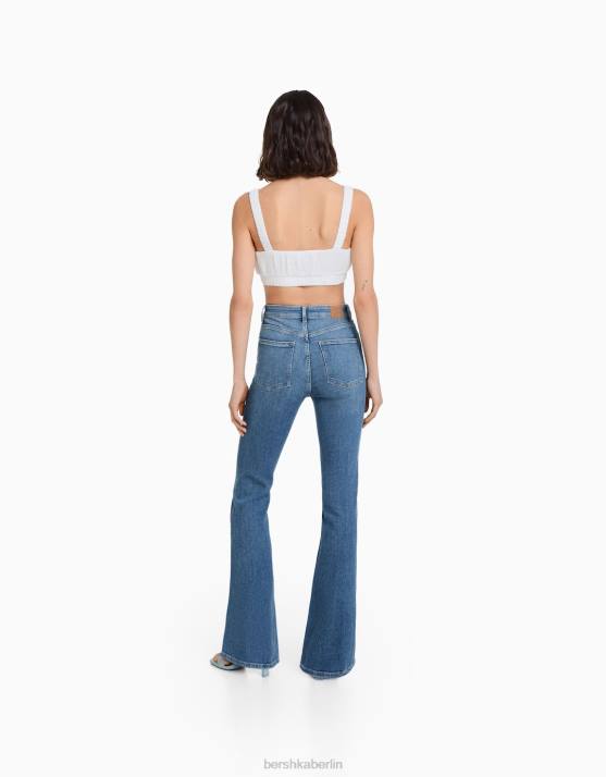 hellblau Bershka Frauen Schlagjeans H00J1492