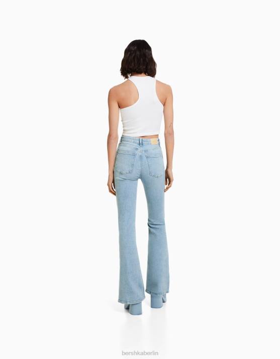 hellblau Bershka Frauen Schlagjeans H00J1534