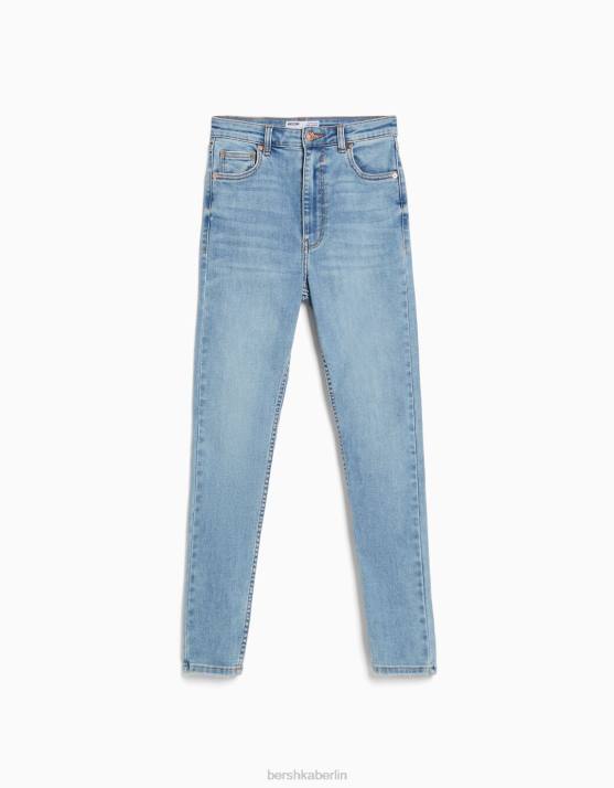 hellblau Bershka Frauen Super-High-Rise-Röhrenjeans H00J1503