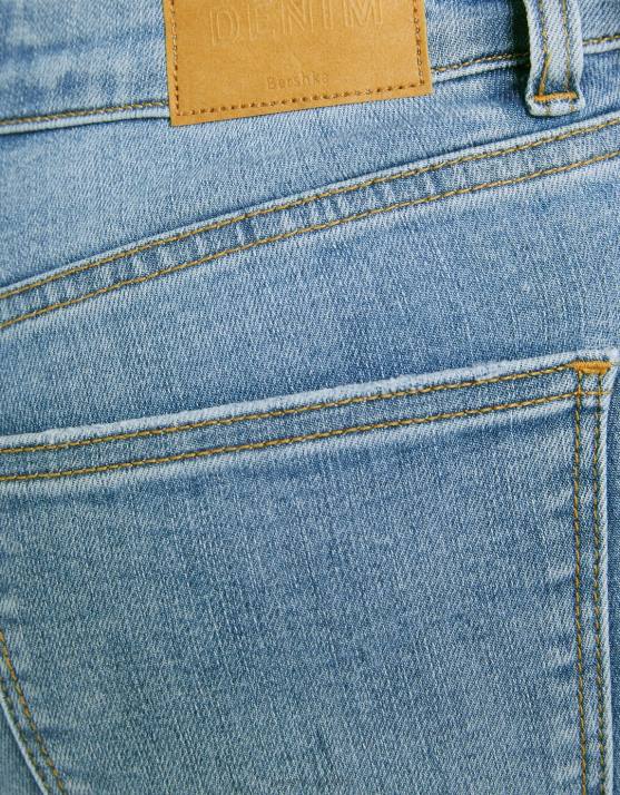 hellblau Bershka Frauen Super-High-Rise-Röhrenjeans H00J1503