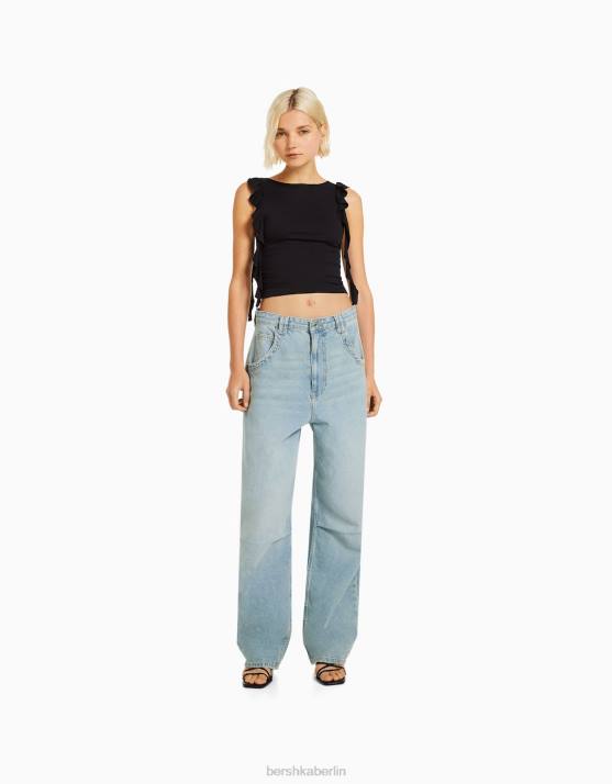 hellblau Bershka Frauen Weite Ballon-Jeans H00J1527