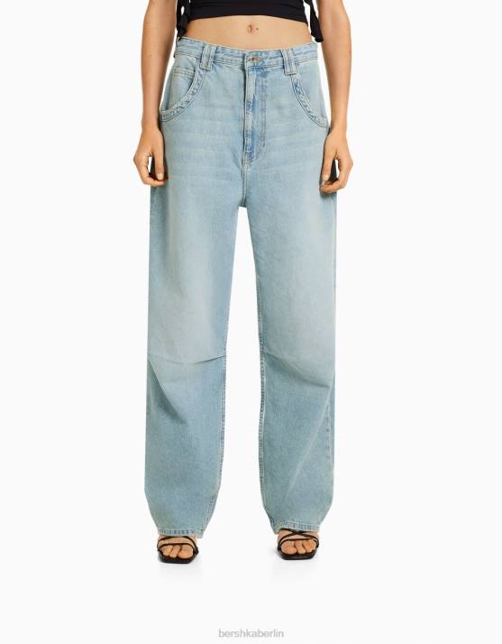hellblau Bershka Frauen Weite Ballon-Jeans H00J1527