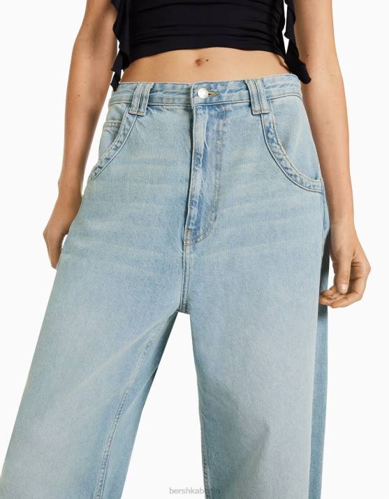 hellblau Bershka Frauen Weite Ballon-Jeans H00J1527