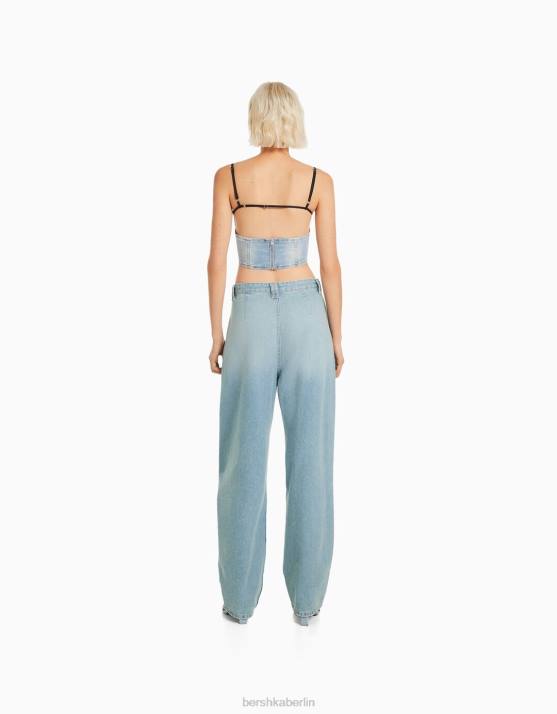hellblau Bershka Frauen Weite Ballon-Jeans H00J1953