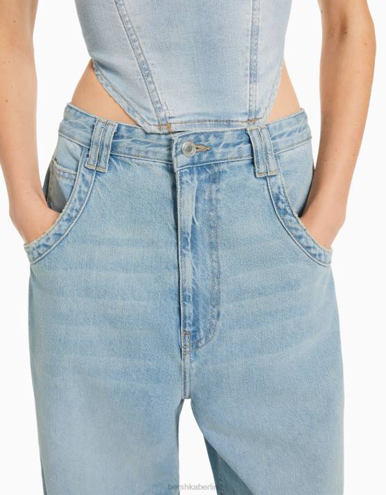 hellblau Bershka Frauen Weite Ballon-Jeans H00J1953