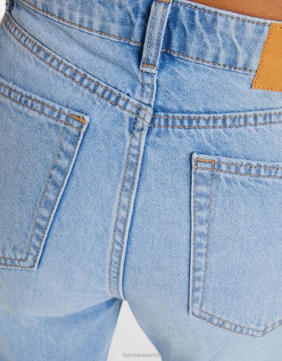 hellblau Bershka Frauen Zerrissene Mom-Jeans H00J1551