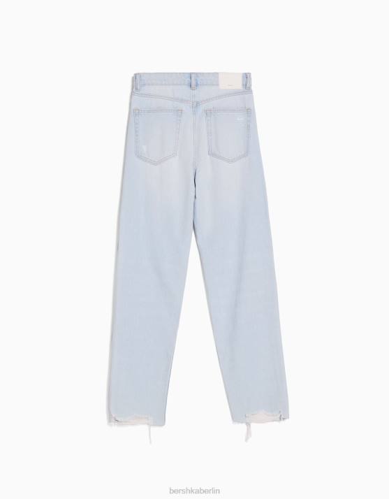 hellblau Bershka Frauen Zerrissene Mom-Jeans H00J1553