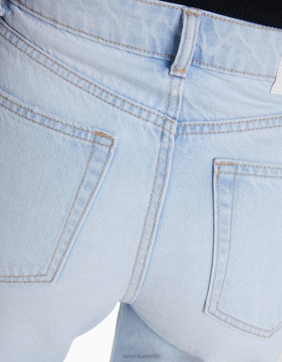 hellblau Bershka Frauen Zerrissene Mom-Jeans H00J1553