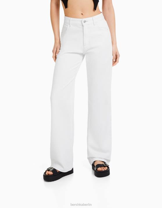 nicht-gerade weiss Bershka Frauen Jeans aus den 90ern mit weitem Bein H00J1558