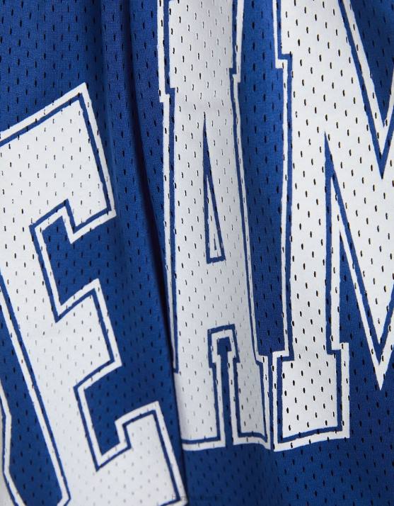 Blau Bershka Frauen Bedruckte Bermudashorts aus Mesh H00J1699