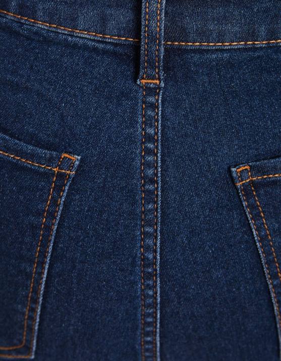 Blau Bershka Frauen Stretch-Jeansshorts mit hohem Bund H00J1733